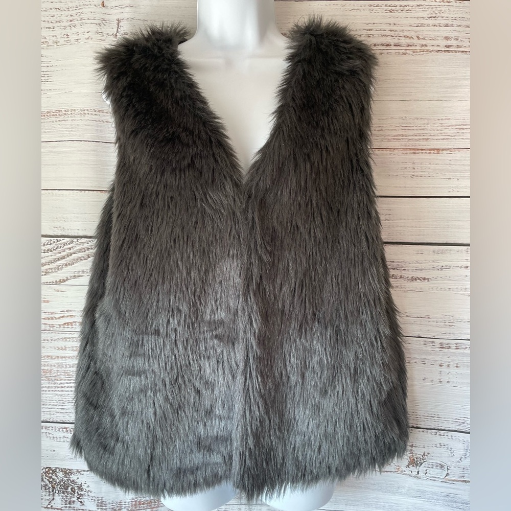 Charcoal Gray Faux Fur Vest by Charming Charlie